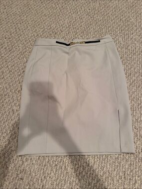 Express Light Gray Pencil Skirt with Gold Trim